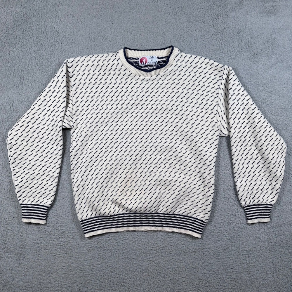 Vintage Isle of Cotton Crewneck Knit Sweater Mens‎ M USA Retro Preppy Grandpa